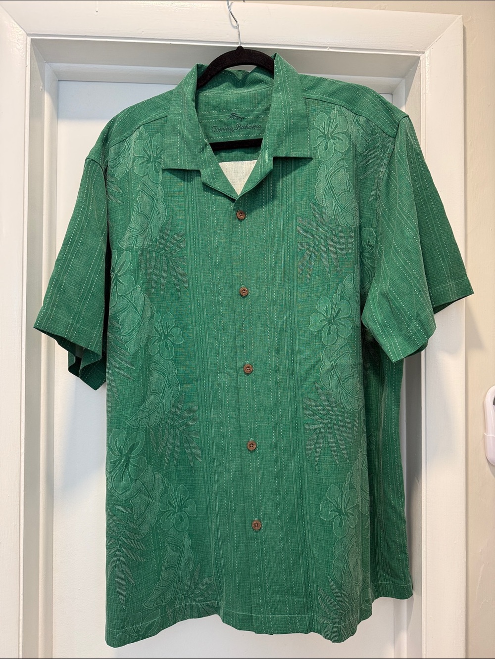 Tommy Bahama Green Textured Camp Shirt
